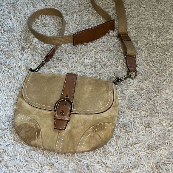 Coach Sueded Leather Shoulder/Crossbody Bag - Picture 1 of 11